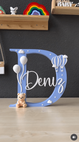 Deniz — Ayıcıklı Harf Dekor — Artina Butik Tasarım